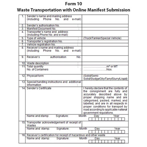 Waste Transportation with Online Manifest Submission